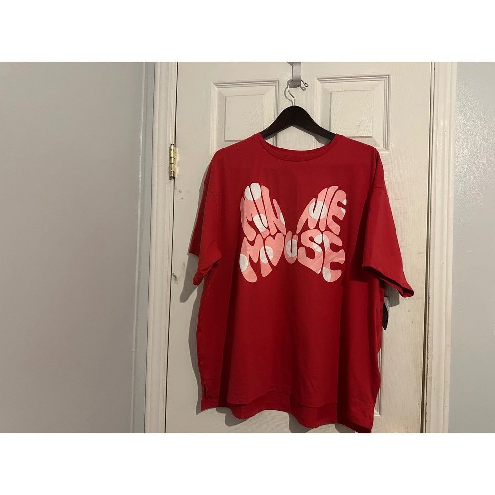 Disney Parks Minnie Mouse Red Graphic T-Shirt Oversized Bow Top Womens 1X NEW